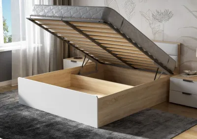 Кровать Норд КРПМ-160 с ПМ 1.6 м Софт пломбир/дуб сонома 