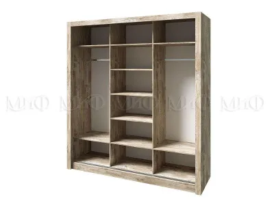 Шкаф-купе «Ривьера» 2 метра Дуб Юкон/Бетон темный (ШхВхГ) 2000х2200х616 мм
