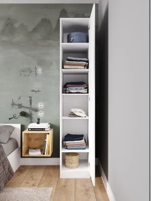 Пенал «Челси» 1 створка Белый глянец/белый (ШхВхГ) 402х2022х514 мм