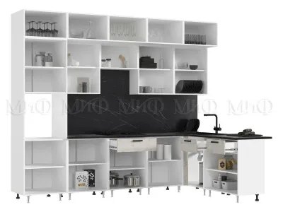 Кухня «Рио NEW» угловая 3,0*1,8 м компоновка №5 ЛДСП дуб крафт белый