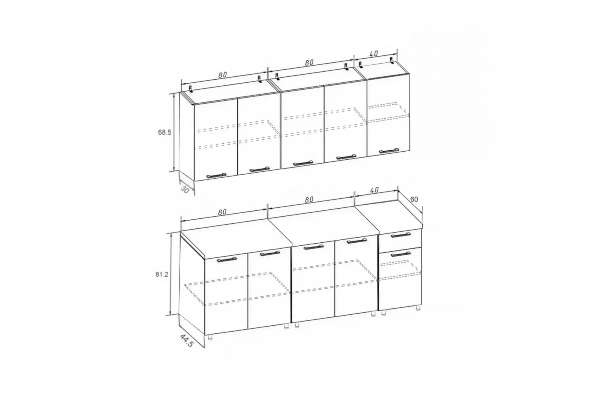 Кухня «Рио-1» ЛДСП дуб крафт/бежевый 2 метра Кухня «Рио-1» ЛДСП дуб крафт/бежевый 2 метра