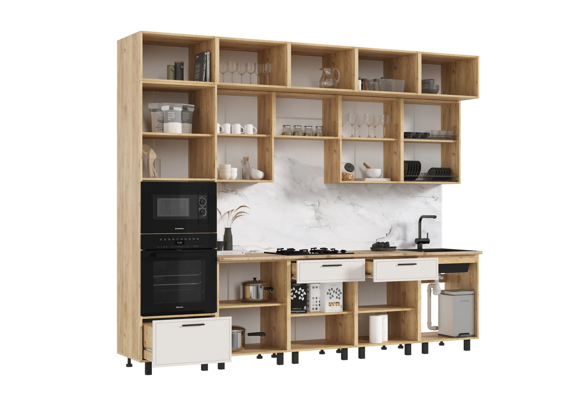 Кухня «Бьянка» Кашемир/Дуб крафт 3 метра