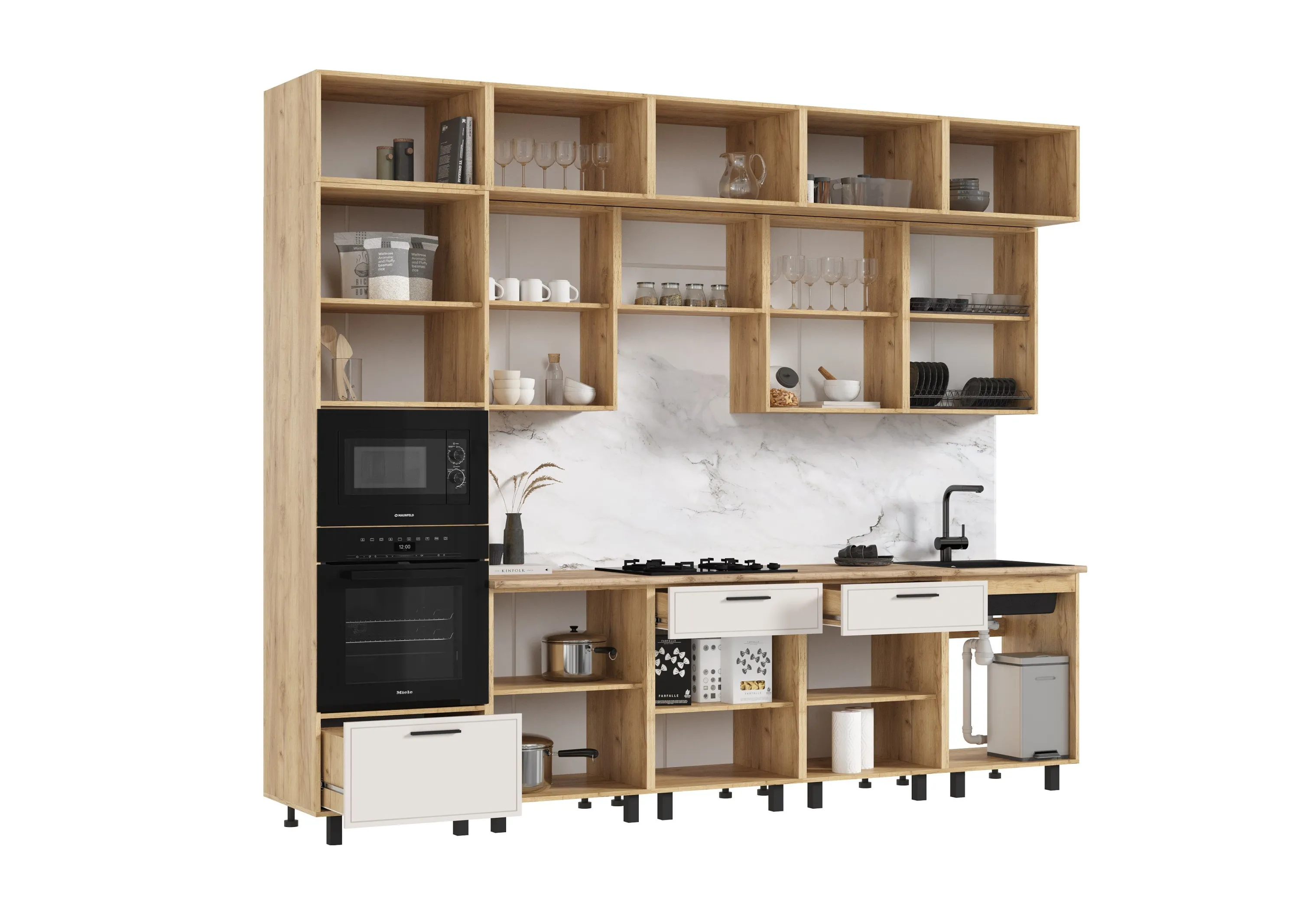 Кухня «Бьянка» Кашемир/Дуб крафт 3 метра