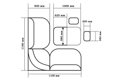 Кухонный уголок «Нарцисс» Ясень/Милк (ШхВхГ) 1100х840х1100 мм