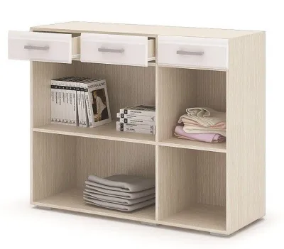 Комод «Симба» Белый глянец/Дуб Белфорт (ШхВхГ) 1200x985x442 мм