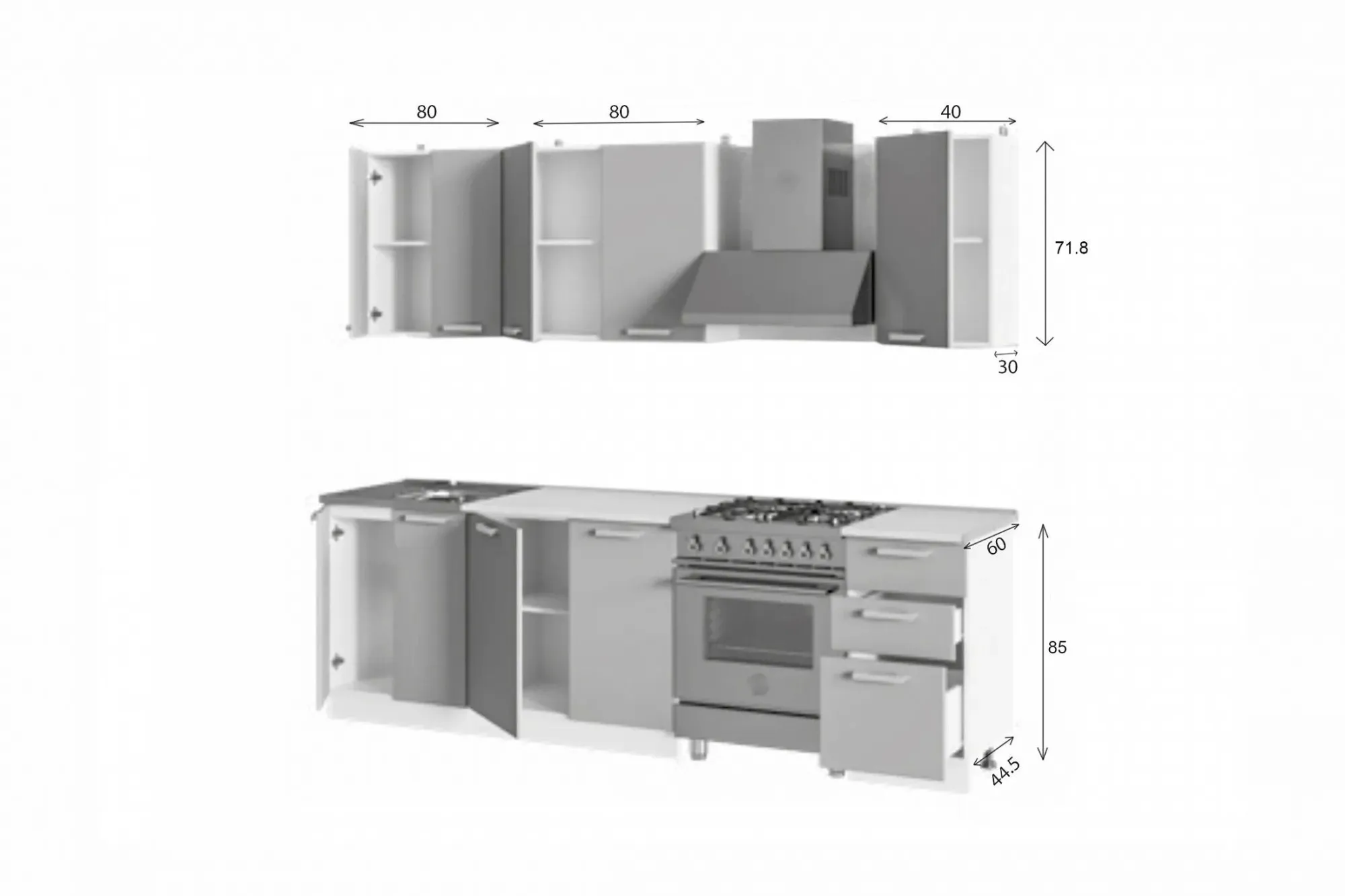 Кухня «Апельсин» МДФ 2 метра