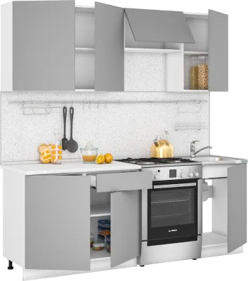 Кухня Норд ЧП 2.1 м  Глянец белый/глянец шоколад