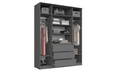 Шкаф «Челси» 1600 Графит/графит (ШхВхГ) 1602х2022х514 мм