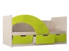 Кровать «Юниор 3» Лайм/Дуб беленый (ШхВхГ) 1635*800*850 мм