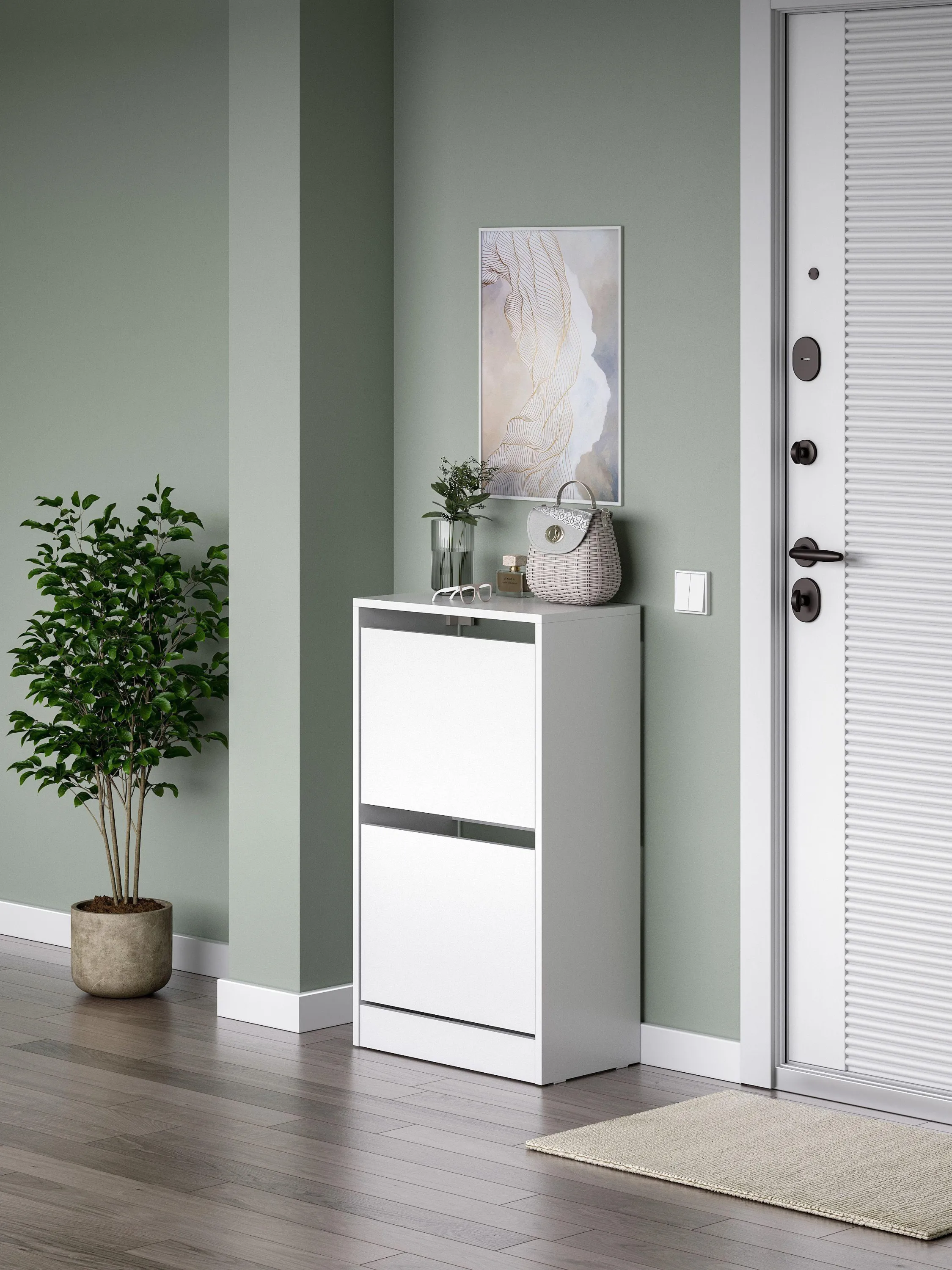 Тумба для обуви Айден ОБ06-602  белая 60 см