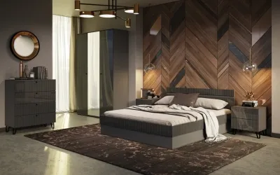 Шкаф 3-х ств. Оливия Графит глянец/графит 150 см