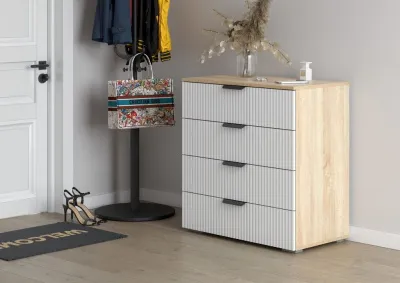 Комод Норд Line КМ03-800 Софт пломбир Line/дуб сонома 80 см