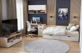 Детская Норд Софт пломбир/дуб сонома Детская Норд Софт пломбир/дуб сонома