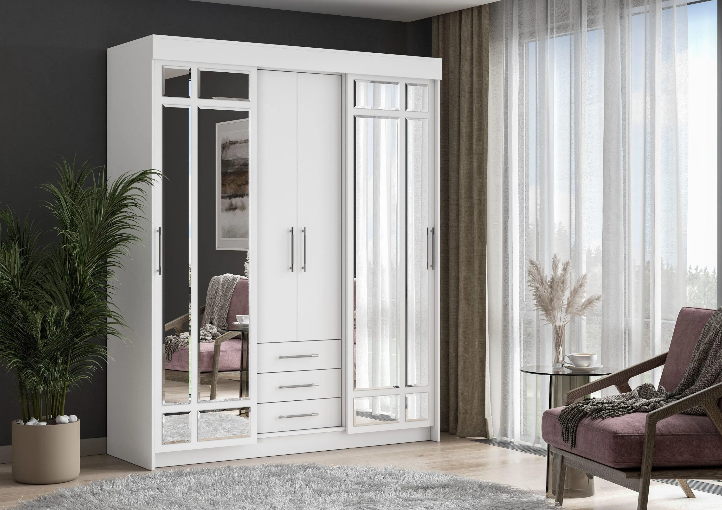 Шкаф-купе Фортуна белый/белый 170 см