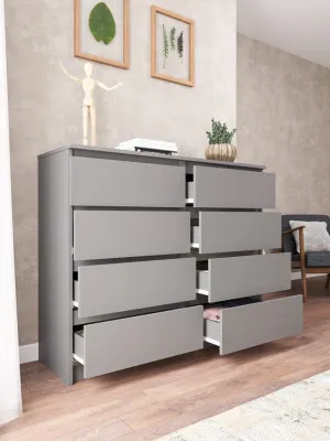Комод «Челси» 8 ящиков Графит/графит (ШхВхГ) 1202х995х450 мм