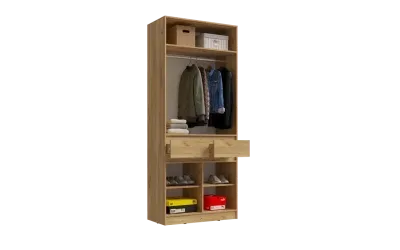 Прихожая «Роджина» Шкаф 2-х ств Дуб крафт/Белый глянец (ШхВхГ): 1000х2400х520 мм