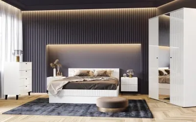 Комод Оливия 4 ящика Белый глянец/белый 85 см