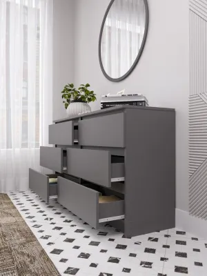 Комод «Челси» 1202 (6 ящиков) Графит/графит (ШхВхГ) 1202х768х450 мм