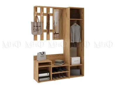 Прихожая «Визит» Белый глянец/дуб крафт (Ш*В*Г) 1440х2052х400 мм