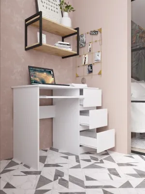 Стол письменный «Челси» Белый глянец/белый (ШхВхГ) 1002х768х524 мм