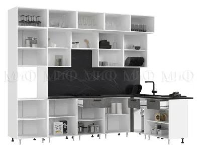 Кухня «Рио NEW» угловая 3,0*1,8 м компоновка №5 ЛДСП бетон темный/бетон светлый