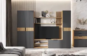 Гостиная Роджина Графит/Дуб крафт Гостиная Роджина Графит/Дуб крафт