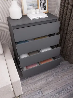 Комод «Челси» 800 (4 ящика) Графит/графит (ШхВхГ) 802х994х450 мм