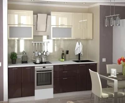 Кухня «Ксения» Ваниль / Шоколад глянец 