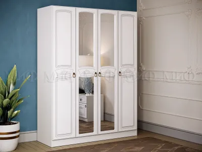 Шкаф «Александрина 4-х ств.» Белый глянец/белый 160 см