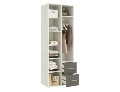 Шкаф 2-х ств. Фиеста NEW Графит/дуб крафт белый 80 см