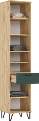 Прихожая Флэш Пенал открытый  Браш Грин/Дуб крафт