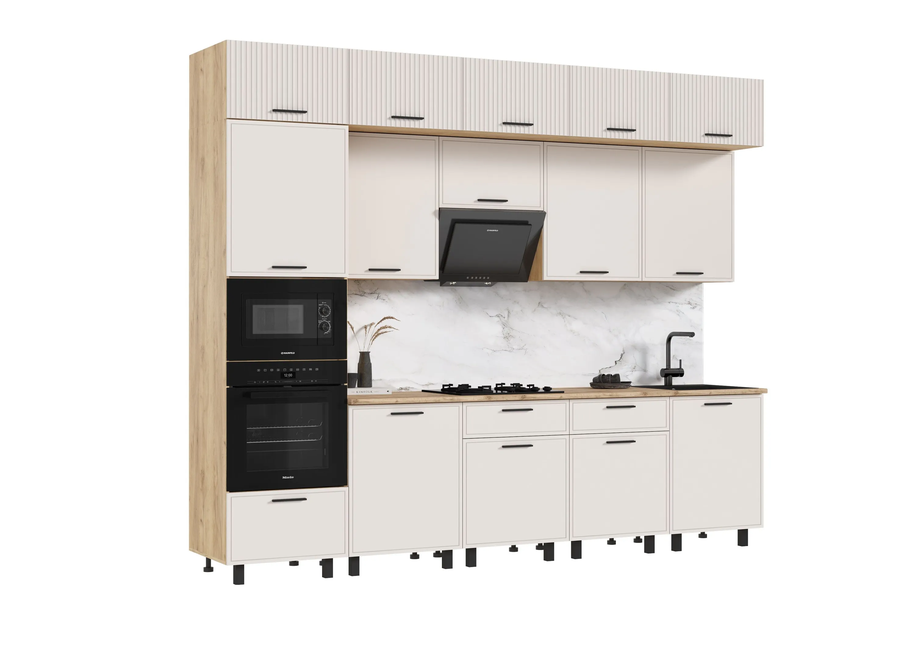 Кухня «Бьянка» Кашемир/Дуб крафт 3 метра