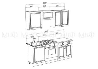 Кухня «Констанция» 2 метра Мускат Компоновка №6