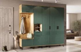 Прихожая Флэш Браш Мени Грин/ Дуб Крафт Прихожая Флэш Браш Мени Грин/ Дуб Крафт