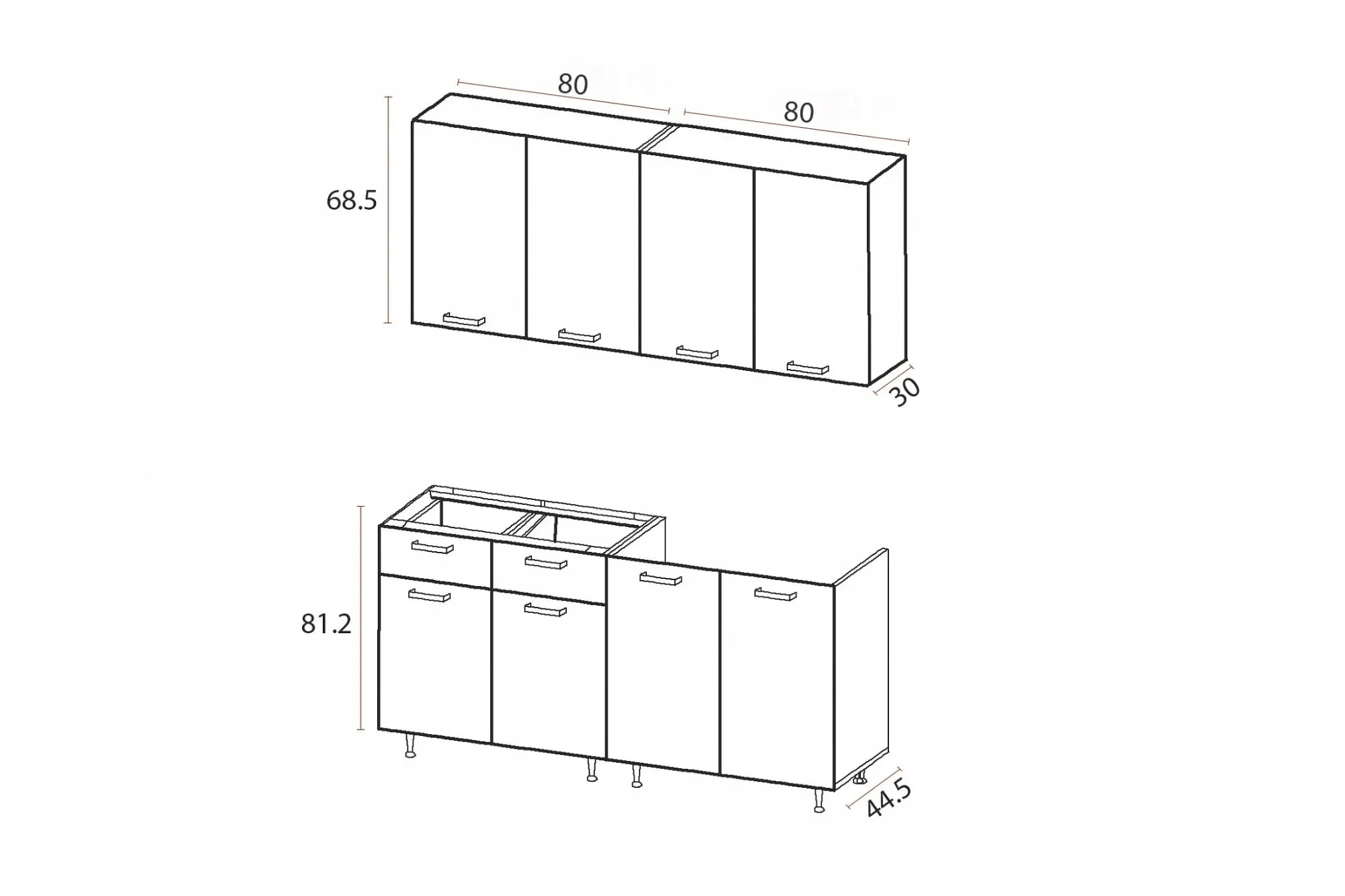 Кухня «Рио-1» ЛДСП белый/ дуб крафт 1.6 метра