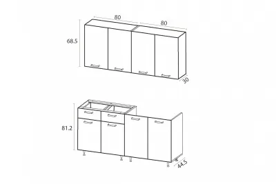Кухня «Рио-1» ЛДСП белый/ дуб крафт 1.6 метра