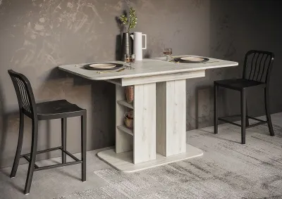 Стол обеденный раздвижной Оливер-04 дуб крафт белый/дуб крафт белый Стол обеденный раздвижной Оливер-04 дуб крафт белый/дуб крафт белый