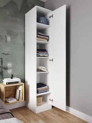 Пенал «Челси» 1 створка Белый глянец/белый (ШхВхГ) 402х2022х514 мм