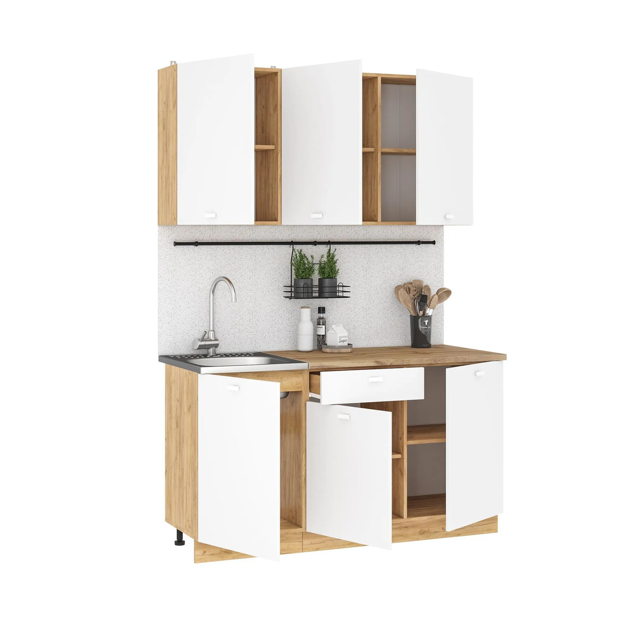 Кухня Дана 1,5 м белый/дуб крафт золотой