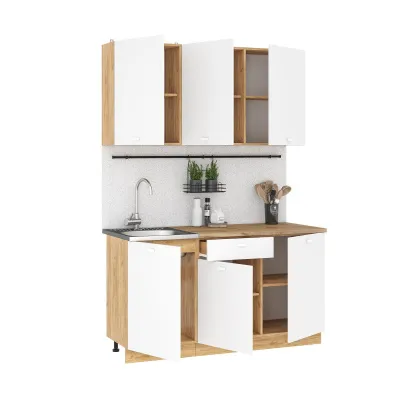 Кухня Дана 1,5 м белый/дуб крафт золотой