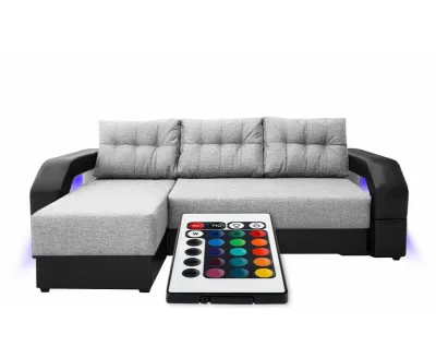 Угловой диван «Манчестер» с подсветкой Серый (ШхГхВ) 2400*1570*850 мм