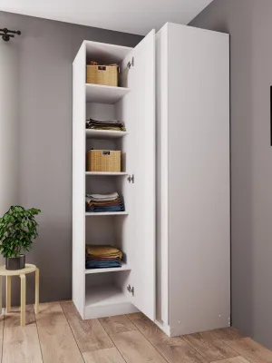 Шкаф угловой прямой «Челси» Белый глянец/белый (ШхВхГ) 950х2022х950 мм