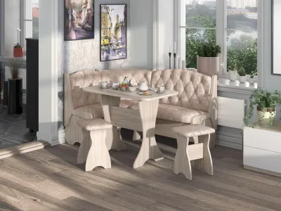 Кухонный уголок «Орхидея ЛЮКС» Ясень/Латте (ШхВхГ) 1500х850х1100 мм