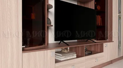 Гостиная «Венеция» Ясень светлый/Ясень темный (ШхВхГ) 3400x2200x530 мм