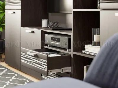 Гостиная «Асти» Вариант №1 Шоколад/венге (ШхВхГ) 2682х2150х382 мм