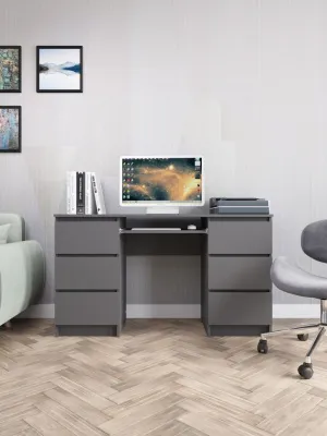 Стол письменный «Челси» 6 ящиков Графит/графит (ШхВхГ) 1386х768х490 мм