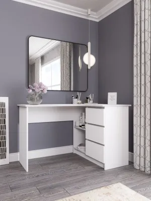 Стол письменный угловой «Челси» Белый глянец/белый (ШхВхГ) 1300х768х904 мм