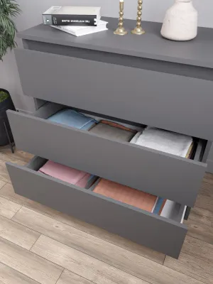 Комод «Челси» 800 (3 ящика) Графит/графит (ШхВхГ) 802х768х330 мм