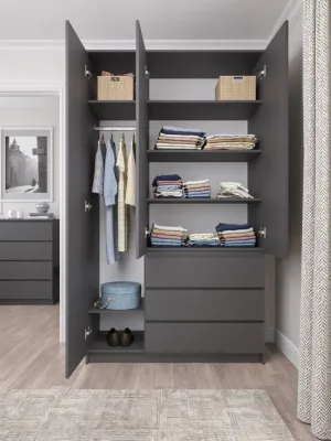 Шкаф «Челси» 1200 Графит/графит (ШхВхГ) 1202х2022х514 мм