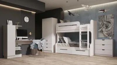 Детская двухъярусная кровать Юниор-4 Шарли белый/крафт белый